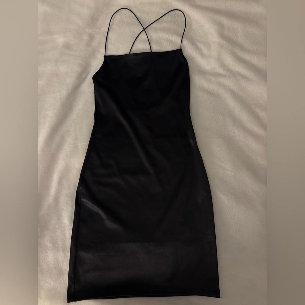 Black Satin Mini Dress